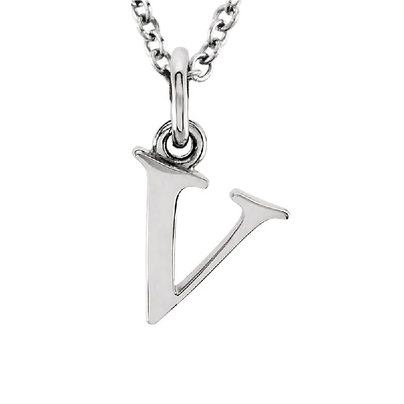 Pinnacle pendant necklace-The Abbey Lower Case Initial 'v' Necklace in 14k White Gold, 16 Inch