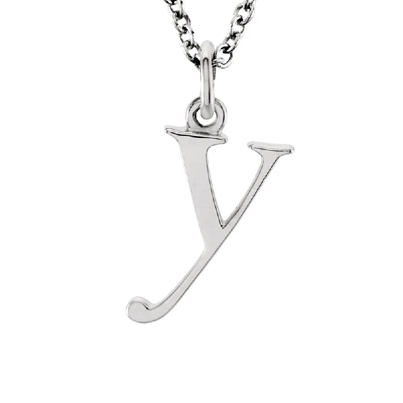 The Abbey Lower Case Initial 'y' Necklace in 14k White Gold, 16 Inch