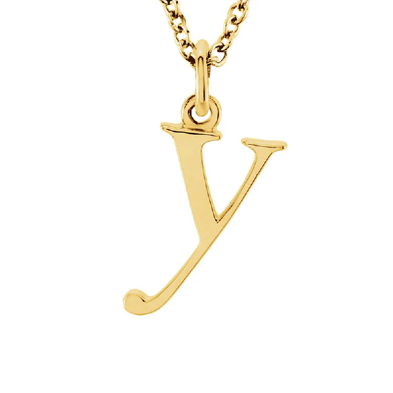 Pinned design necklace-The Abbey Lower Case Initial 'y' Necklace in 14k Yellow Gold, 16 Inch