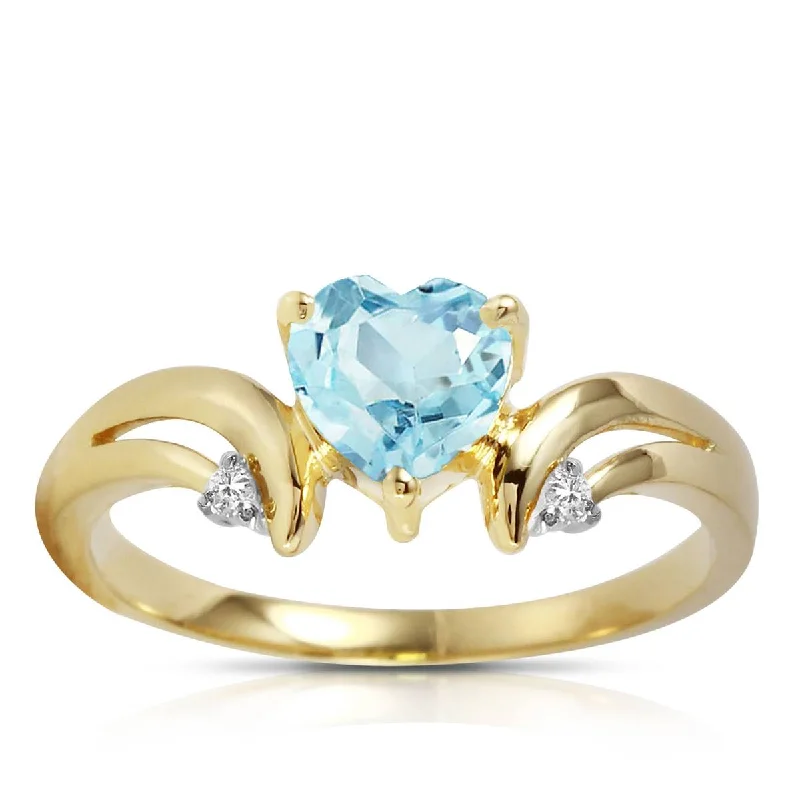 Fleck finish necklace-0.96 Carat 14K Solid Yellow Gold Jazzonia Aquamarine Diamond Ring