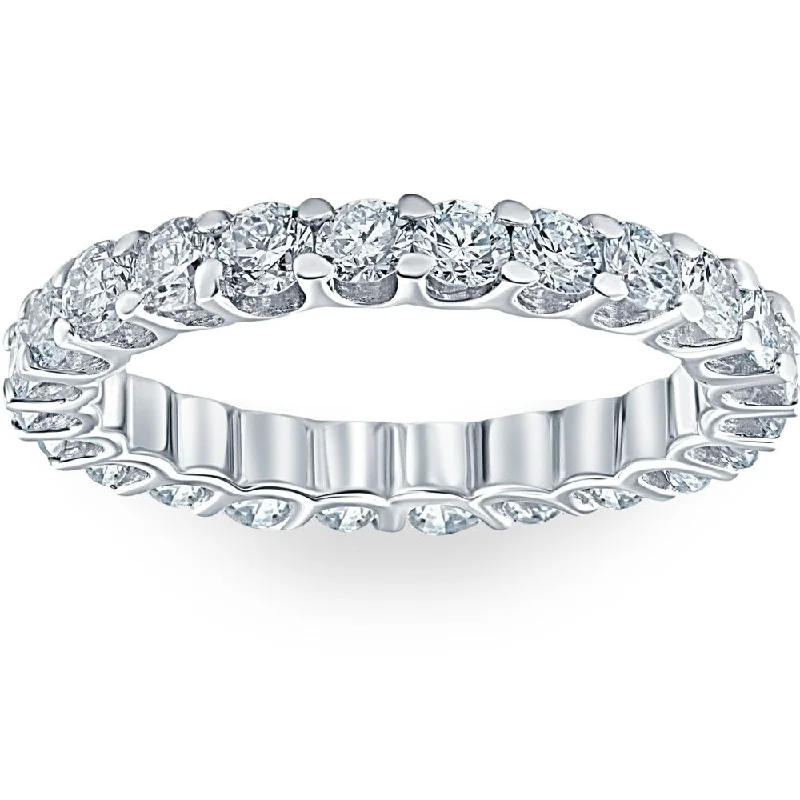 Twisted alloy ring-1 1/2ct Lab Grown Diamond Eternity U Prong Ring 10k White Gold Wedding Band