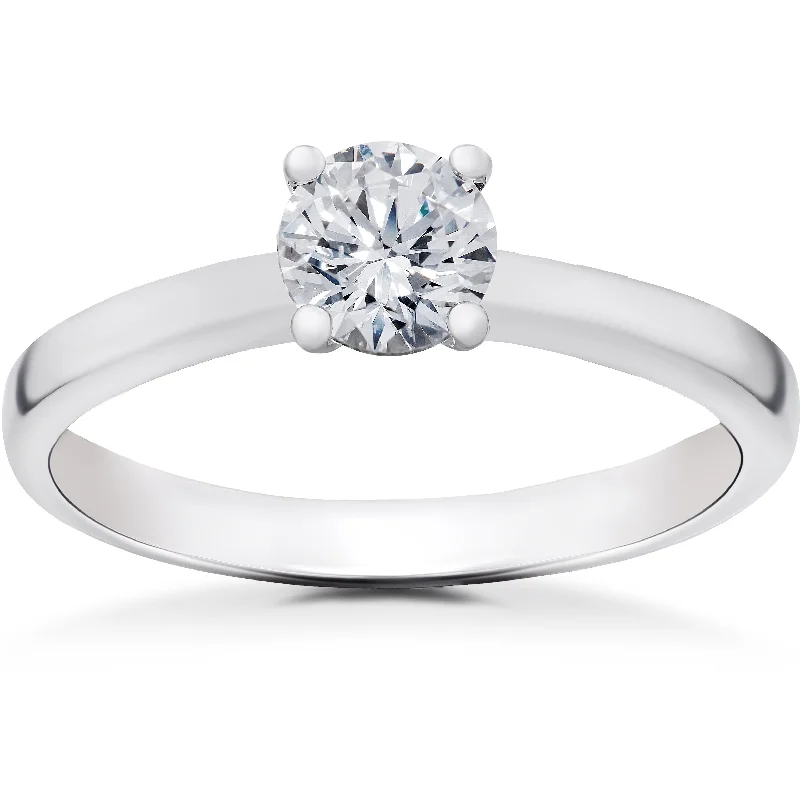 Artisan craft ring-1/2 ct Lab Grown Diamond Elizabeth Solitaire Engagement Ring 14k White Gold