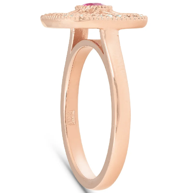 Check weave ring-1/2 Ct Rose Gold Ruby Vintage Right Hand Ring