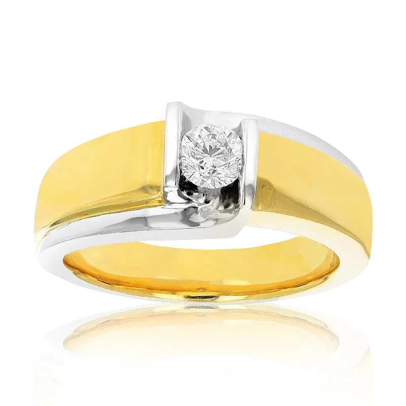 Repurposed relic ring-1/2 cttw Men's Diamond Engagement Ring 18K Yellow Gold and Platinum