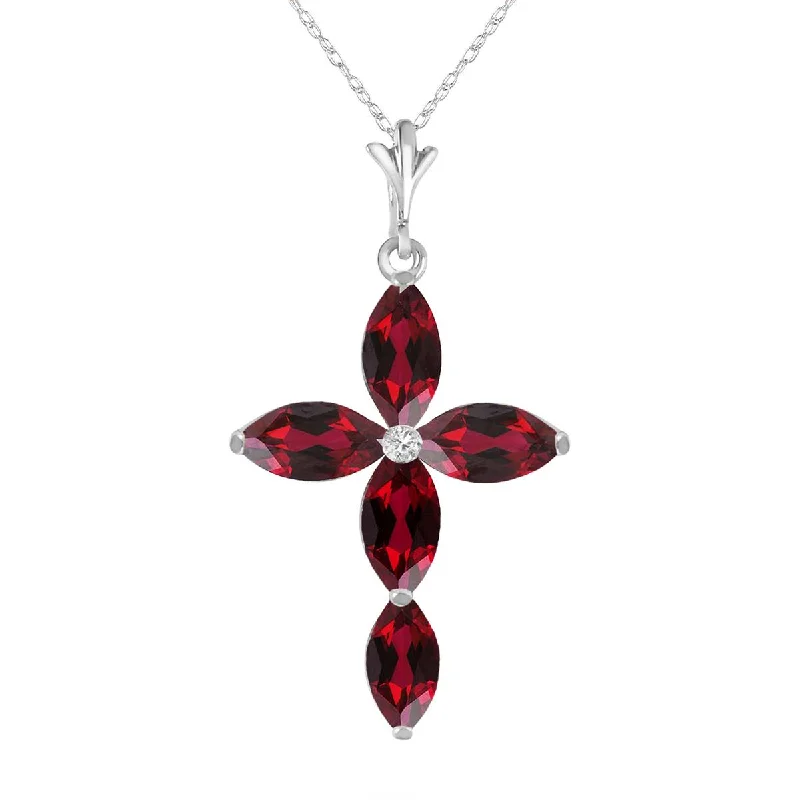 Iron relic necklace-1.23 Carat 14K Solid White Gold Necklace Natural Diamond Garnet