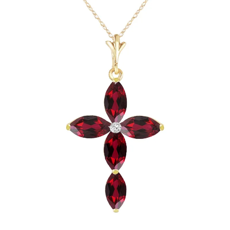 Maple bark necklace-1.23 Carat 14K Solid Yellow Gold Necklace Natural Diamond Garnet