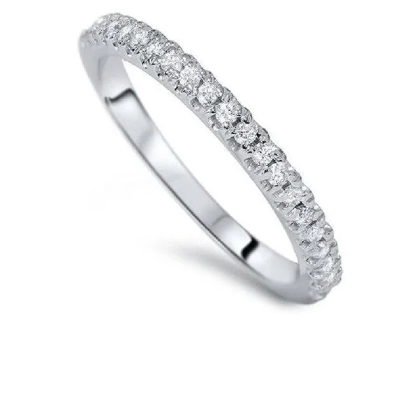 Velvet wrap ring-1/3 ct Pave Lab Created Diamond Wedding Ring 14K White Gold