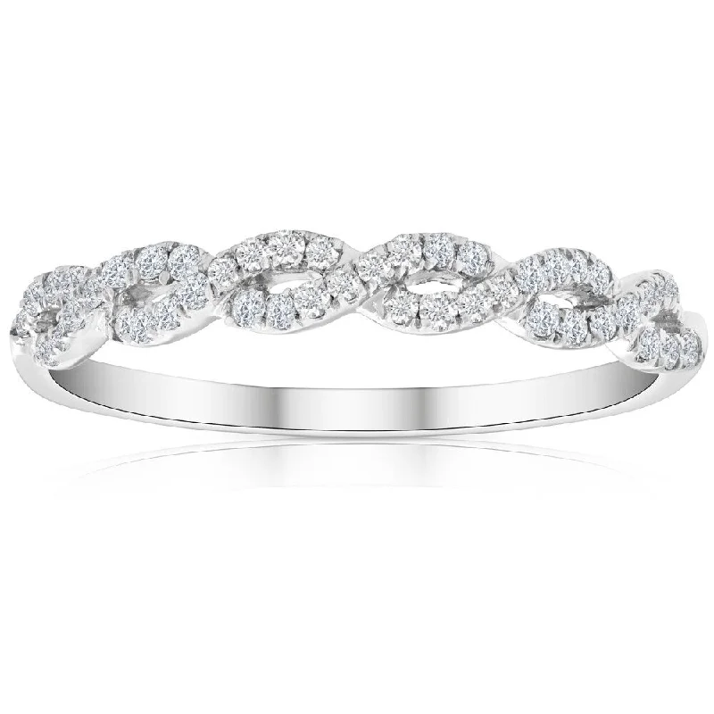 Artisan craft ring-1/4 Carat (ctw) Round White Diamond Ladies Swirl Wedding Ring 10k White Gold