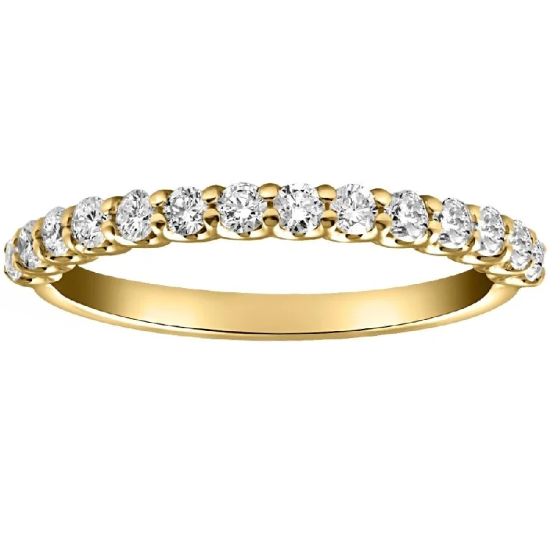 Tall bezel ring-1/4Ct Diamond U Prong Ring in 10k White or Yellow Gold