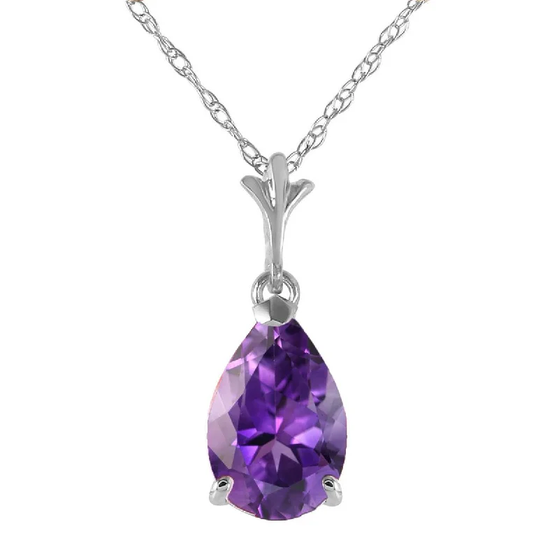 Stacked scale necklace-1.5 Carat 14K Solid White Gold Conceive Amethyst Necklace