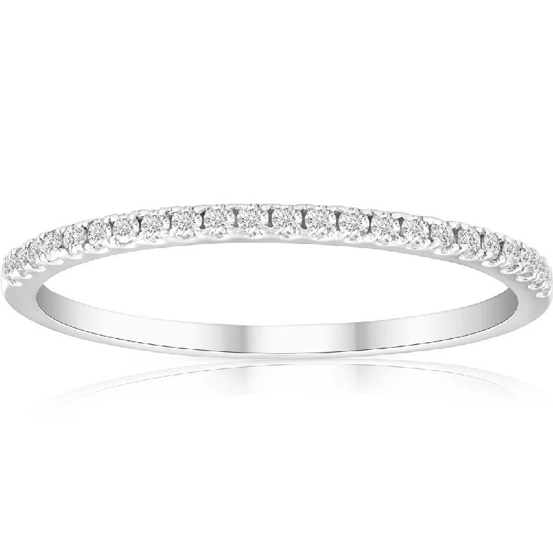 Cluster stack ring-1/5ct Diamond Wedding Band 10K White Gold