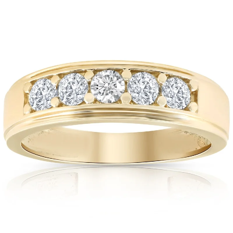 Coral seed ring-1 Ct Diamond Ring Mens High Polished Solid Yellow Gold Wedding Band Lab Grown.