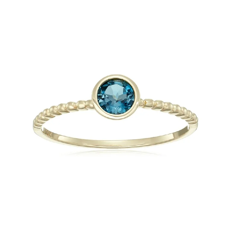 Sandstone speck ring-10kt Yellow Gold London Blue Topaz Beaded Stack Ring