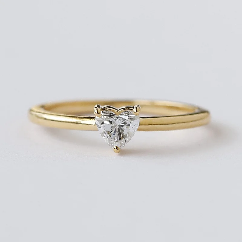 Helix twist ring-14 K Yellow Gold Lab Grown Diamond Heart Ring For Her