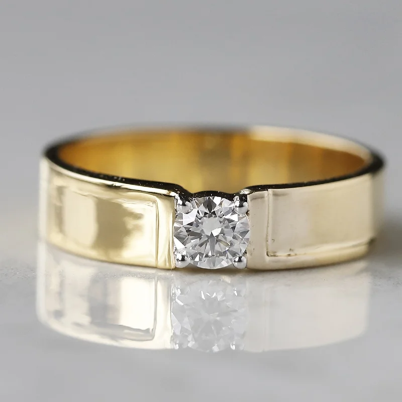 Fifteen-stone ring-14 k Yellow Gold Lab Diamond Mens Ring For Him