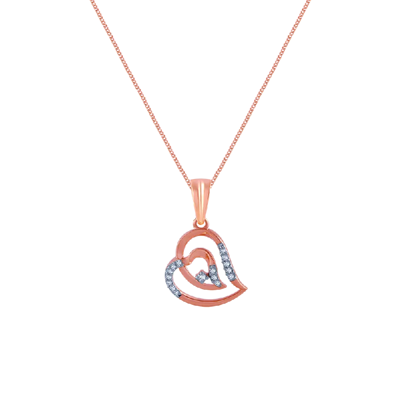 Web grid necklace-14k (585) Rose Gold And Diamond Pendant For Women