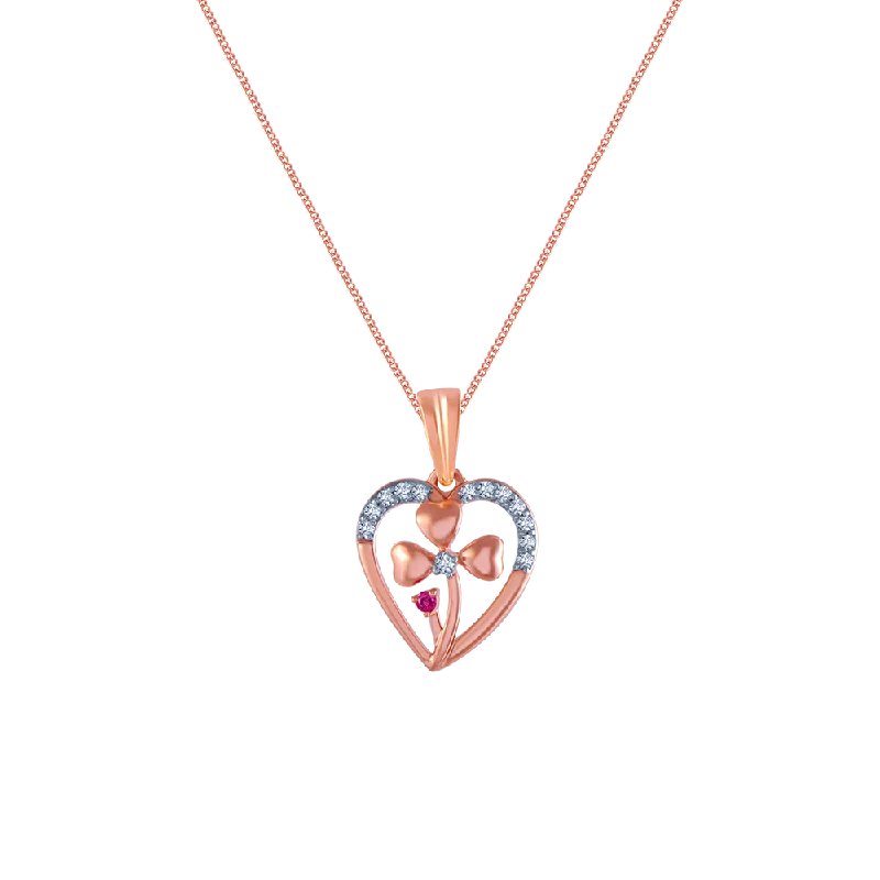 River pebble necklace-14k (585) Rose Gold And Diamond Pendant For Women