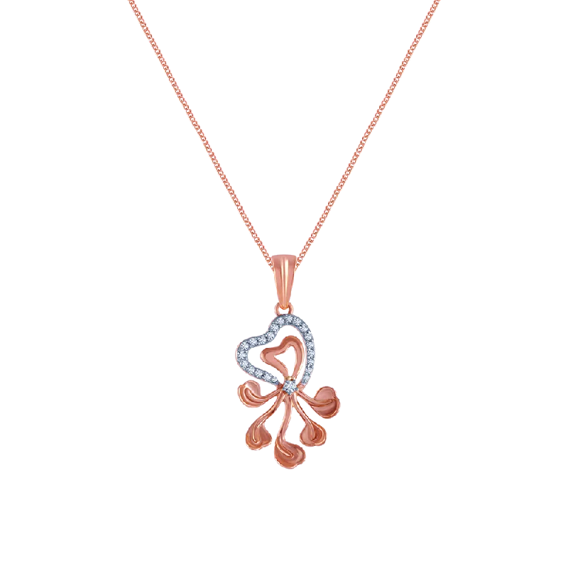 Artisan craft necklace-14k (585) Rose Gold And Diamond Pendant For Women