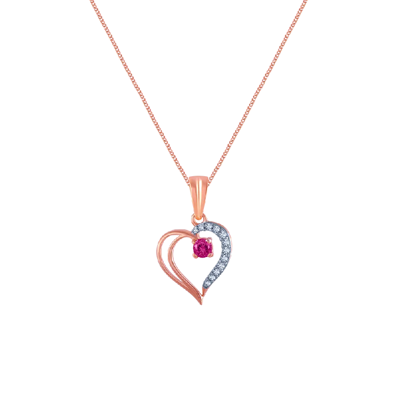 Tall bezel necklace-14k (585) Rose Gold And Diamond Pendant For Women