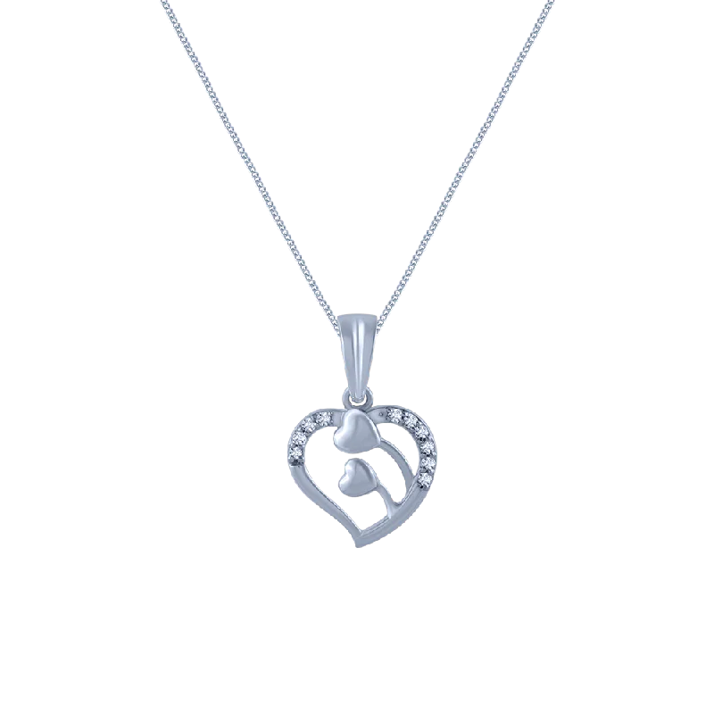 Rose set necklace-14k (585) White Gold And Diamond Pendant For Women