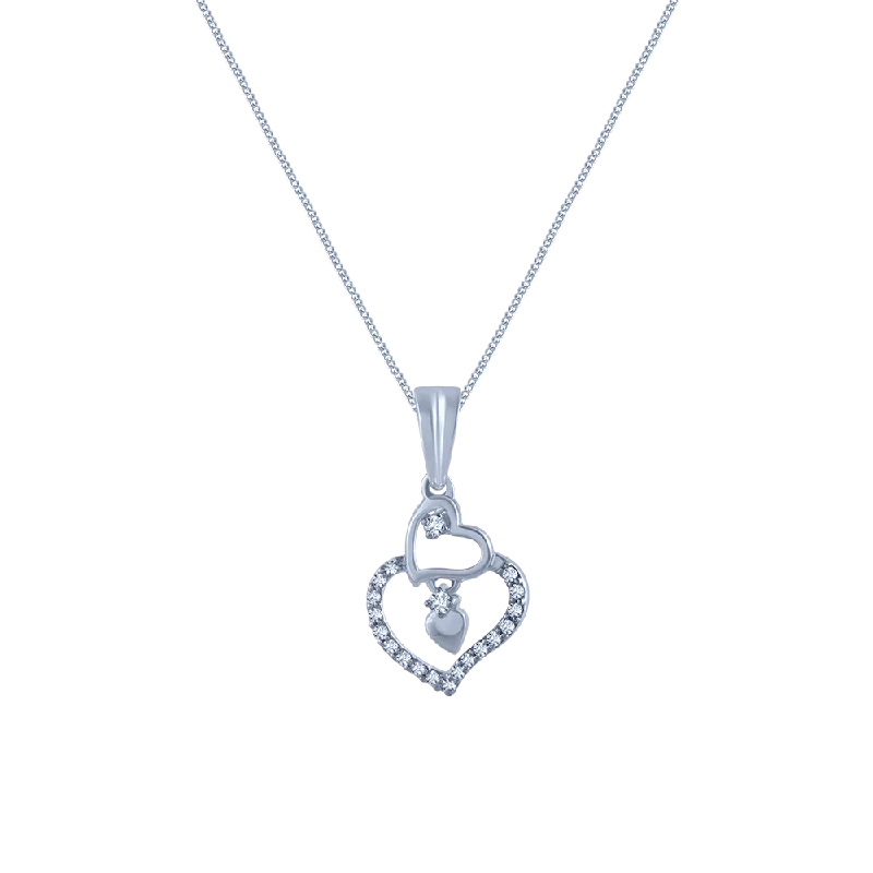 Navy sapphire necklace-14k (585) White Gold And Diamond Pendant For Women