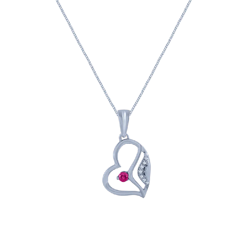 Cotton strip necklace-14k (585) White Gold And Diamond Pendant For Women