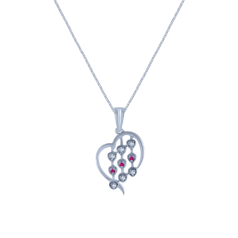 Ash bead necklace-14k (585) White Gold And Diamond Pendant For Women