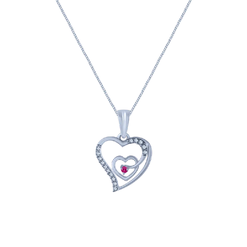 Brass finish necklace-14k (585) White Gold And Diamond Pendant For Women