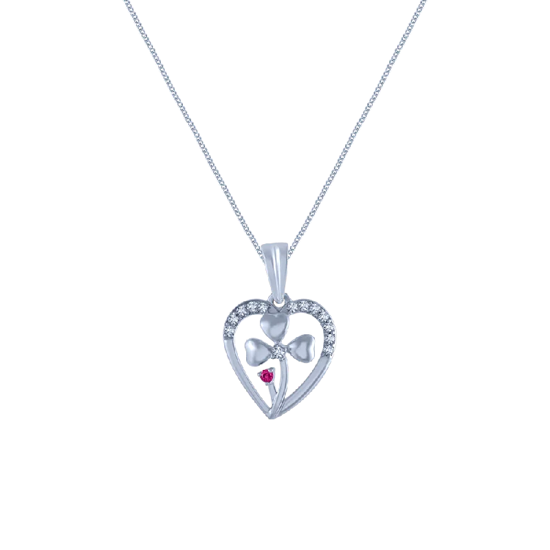 Swirl tide necklace-14k (585) White Gold And Diamond Pendant For Women