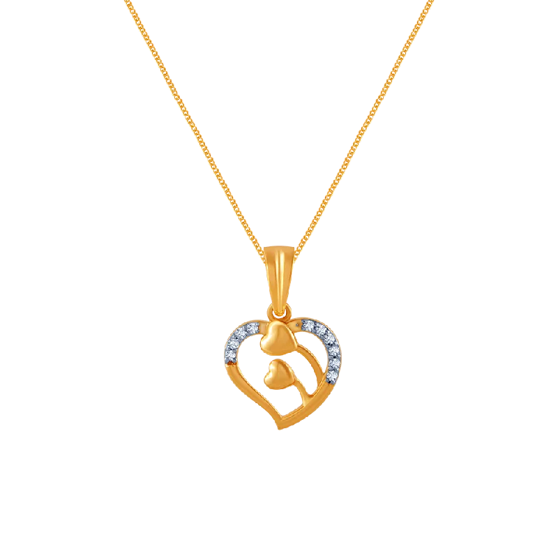 Dome charm necklace-14k (585) Yellow Gold And Diamond Pendant For Women