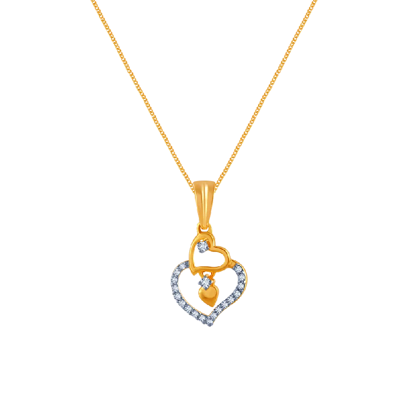 Leather chain necklace-14k (585) Yellow Gold And Diamond Pendant For Women