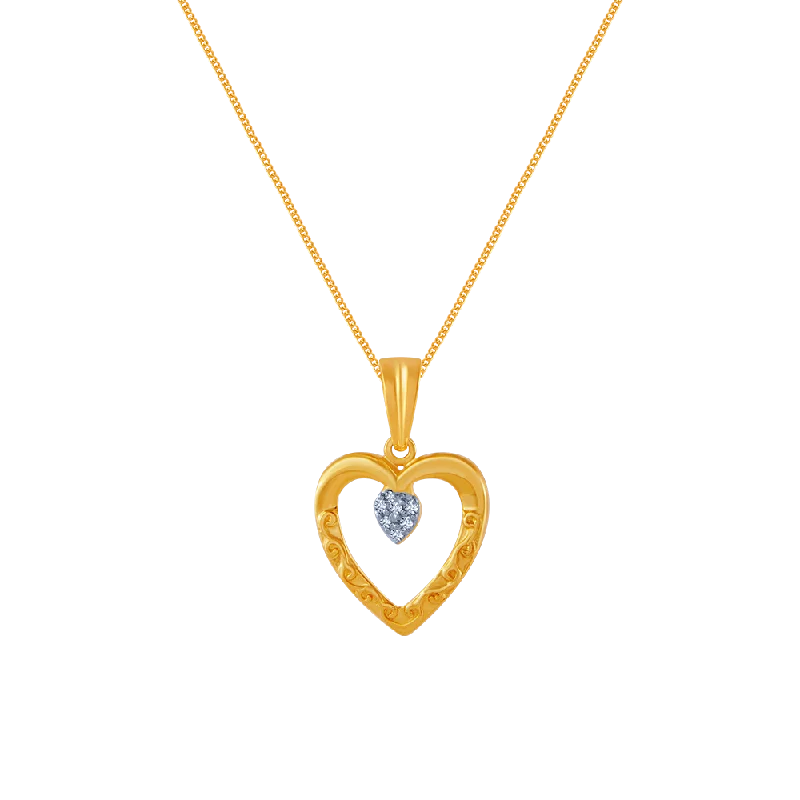 Faint check necklace-14k (585) Yellow Gold And Diamond Pendant For Women