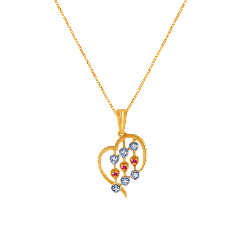 Oak grain necklace-14k (585) Yellow Gold And Diamond Pendant For Women