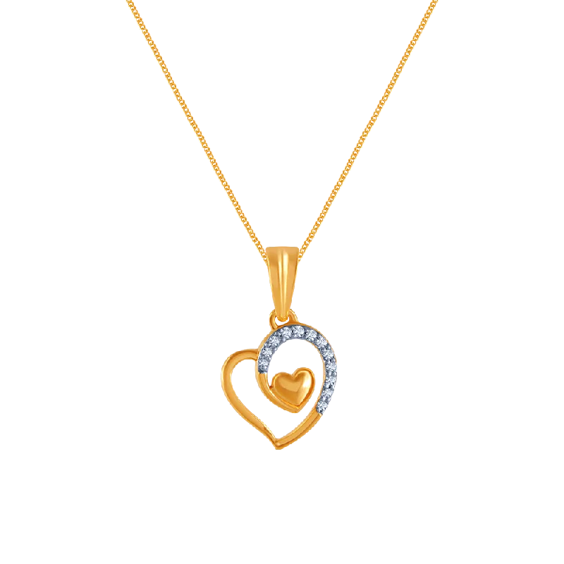 Wavy rim necklace-14k (585) Yellow Gold And Diamond Pendant For Women