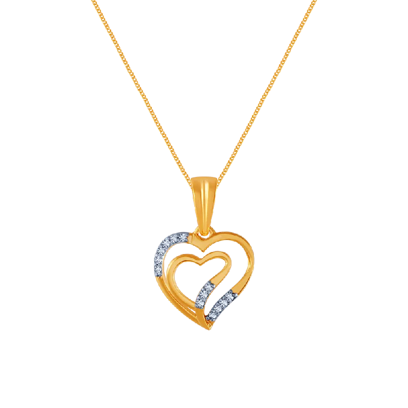 Fin curve necklace-14k (585) Yellow Gold And Diamond Pendant For Women