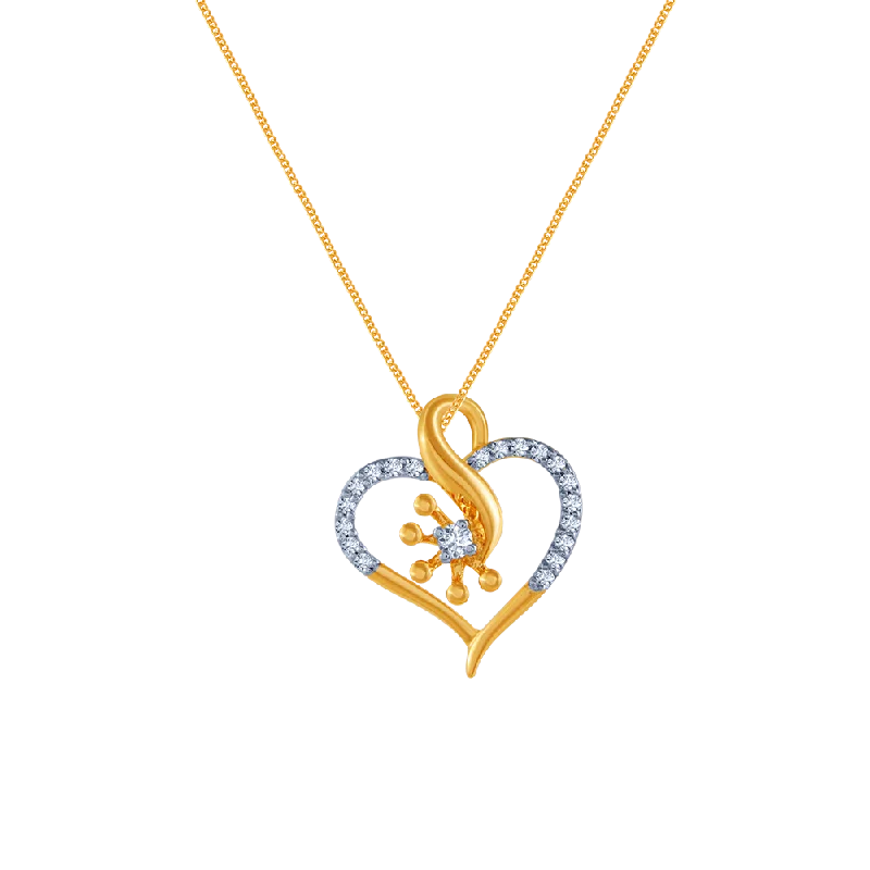 Viking twist necklace-14k (585) Yellow Gold And Diamond Pendant For Women