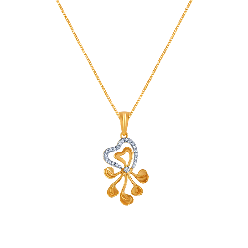 Spire gem necklace-14k (585) Yellow Gold And Diamond Pendant For Women