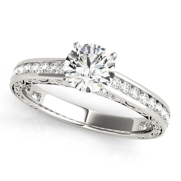 Radiant set ring-14K Channel Set Antique Side Vintage Engagement Ring