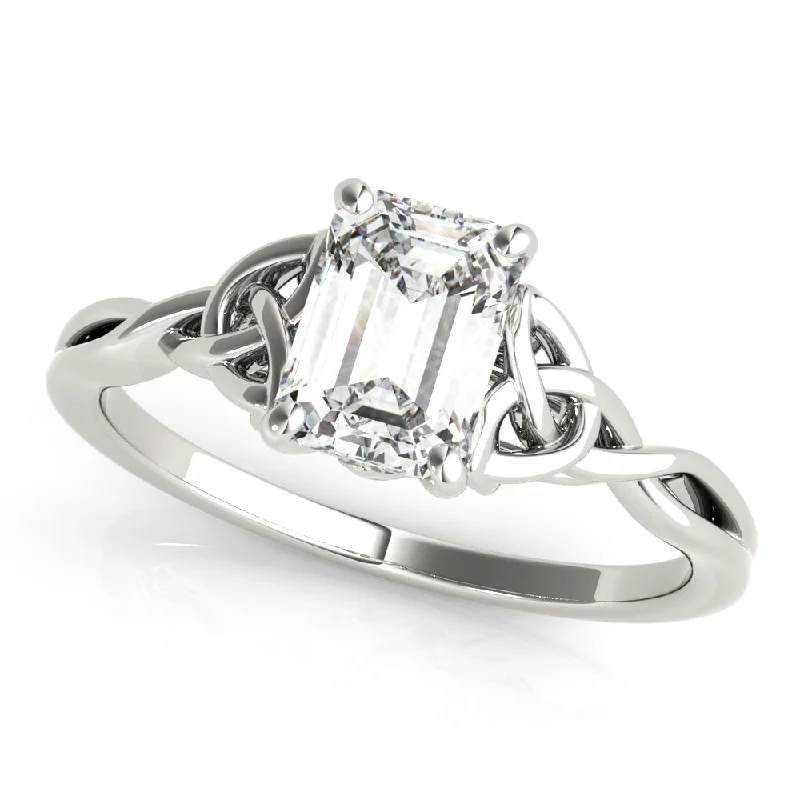 Stacked scale ring-14K Emerald Cut Diamond Rope Tied Solitaire Engagement Ring