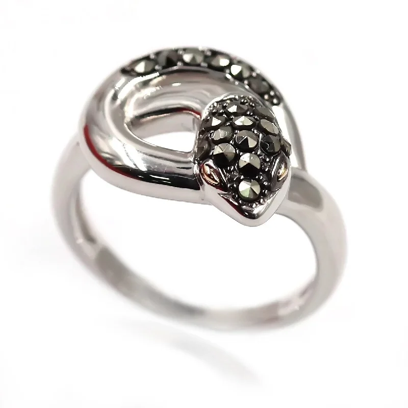 Dill sprig ring-14k Gold and Sterling Silver Marcasite Ring