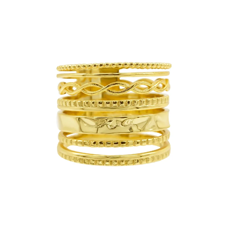 Sisal wrap ring-14K Gold Plated Multi-Band Ring