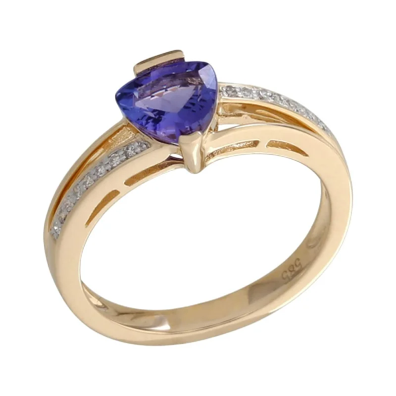 Joint clasp ring-14K Gold Tanzanite and Diamond Ring