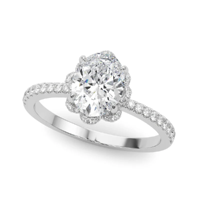 Pinnacle set ring-14K Oval Halo Engagement Ring