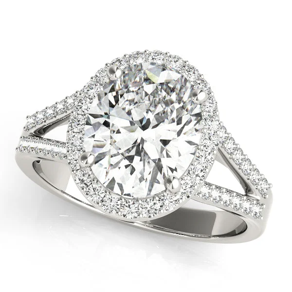 Glimmer spark ring-14K Oval Halo Engagement Ring