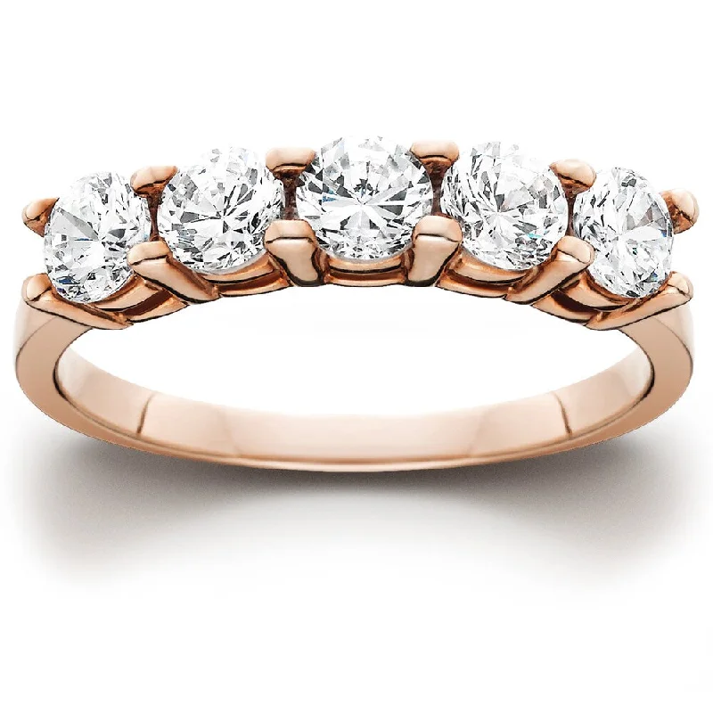 Coiled vine ring-14k Rose Gold 1ct TDW Five Stone Diamond Wedding Ring