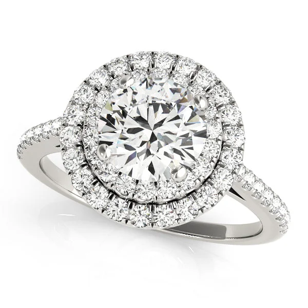 Sharp rim ring-14K Round Double Halo Engagement Ring