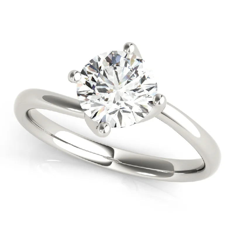 Matte band ring-14K Slanted Prong Solitaire Engagement Ring