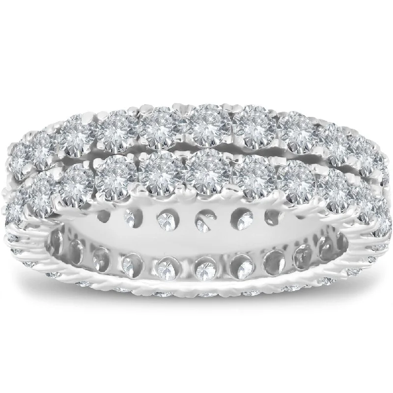 Triad metal ring-14k White Gold 3 1/2 ct TDW Diamond Eternity Double Row Wedding Ring