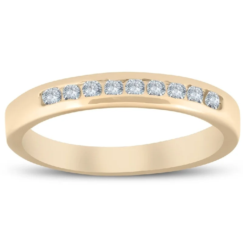 Cracked gem ring-14k Yellow Gold 1/4ct Diamond Wedding Stackable Womens Ring