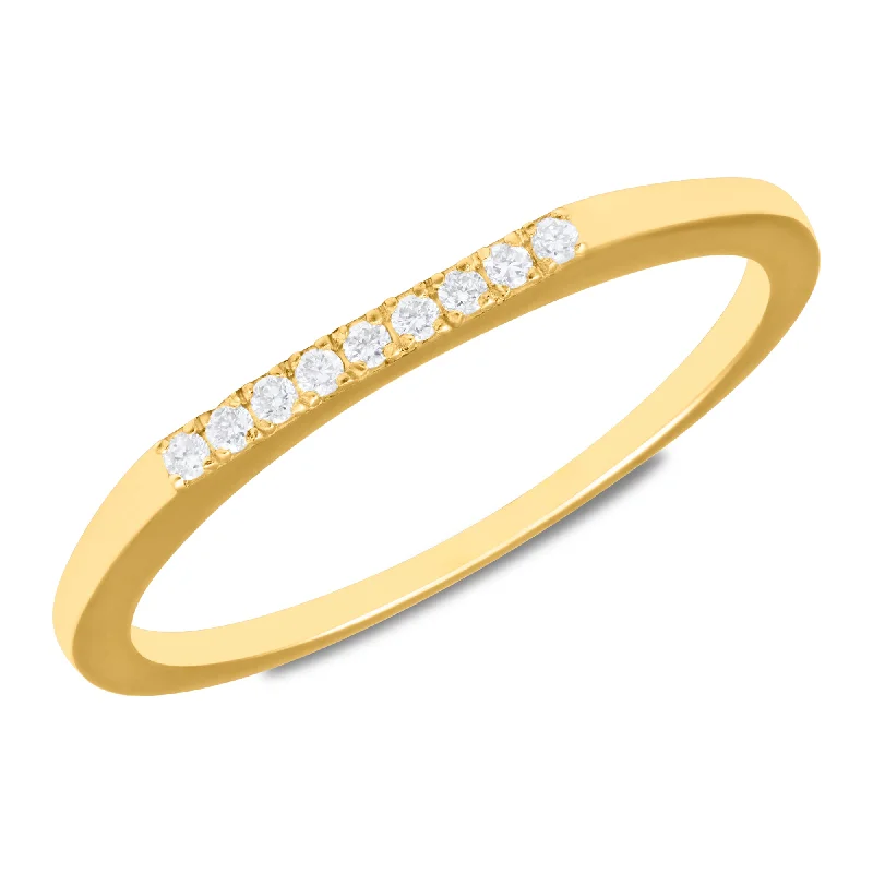 Gothic curve ring-14k Yellow Gold Lab Grown Diamond Bar Ring